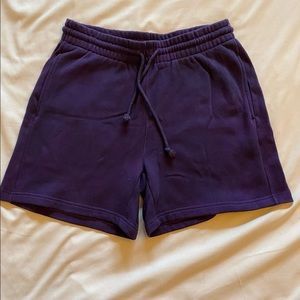aritzia purple cozy fleece shorts